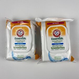Arm & Hammer Essentials Clear Water Deodorant Towelettes 30ct. Set of 2 Vegan